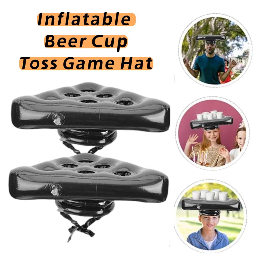 2Pcs Inflatable Beer Cup Pong Hat Creative Toss Game Hat for Adults Fun Party Supplies for Outdoor Games,Christmas Birthday
