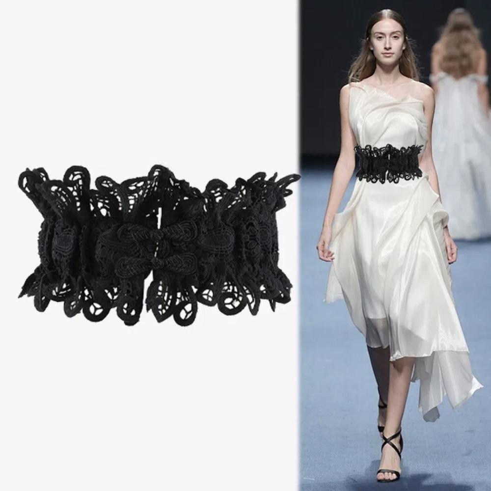 Enfärgad Klänning Midjeband Tyg Dekorativ Klänning Midjebälte Mode Brett Midjebälte