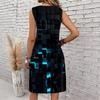 Plus Size V Neck Sleeveless Lush Bamboo Valley Stream Scenery Print For Outdoor Summer Wear