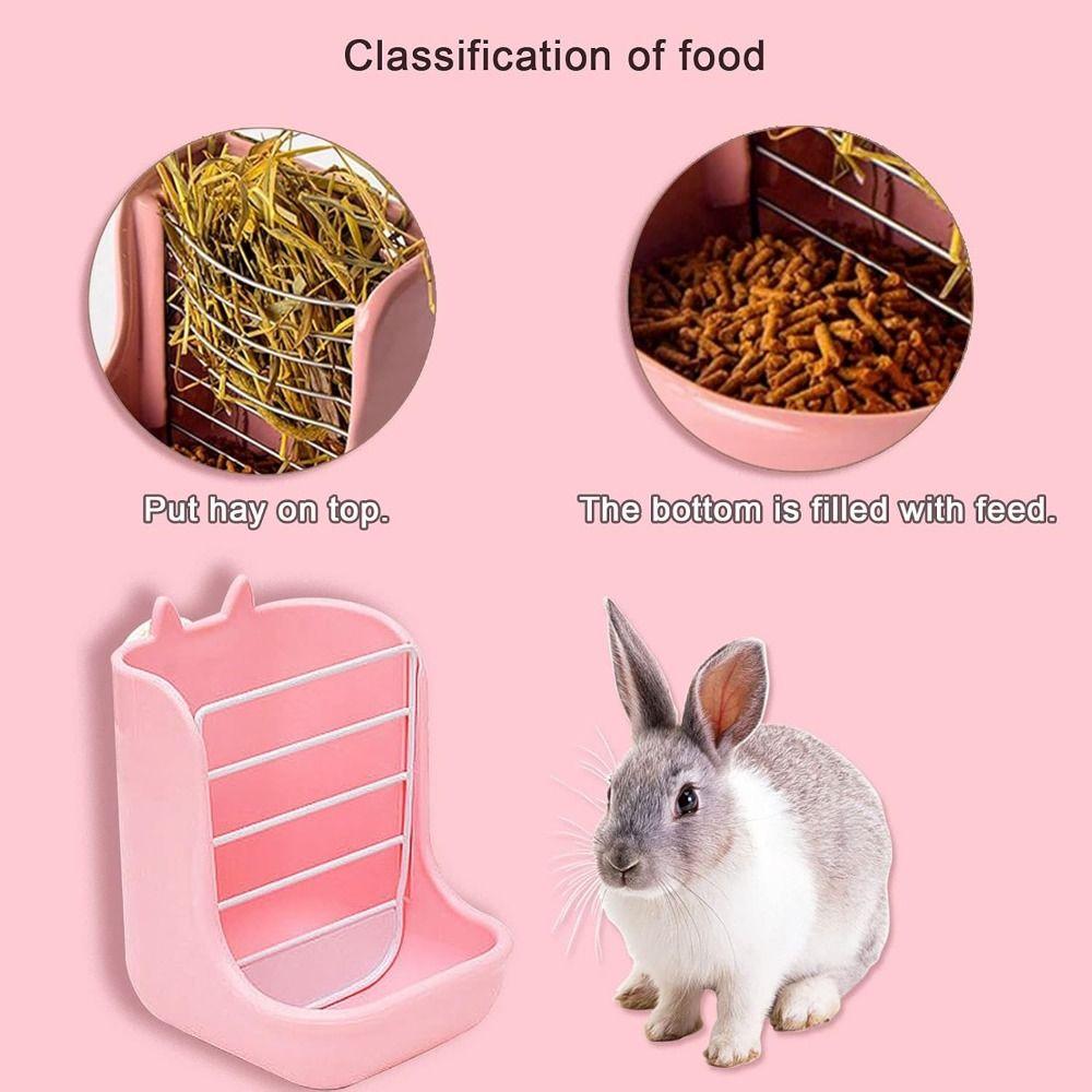 Anti Scratching Rabbit Cage Bowl Hanging Fixed Hay Feeder Holder Grass Feeding Rack  Bunny