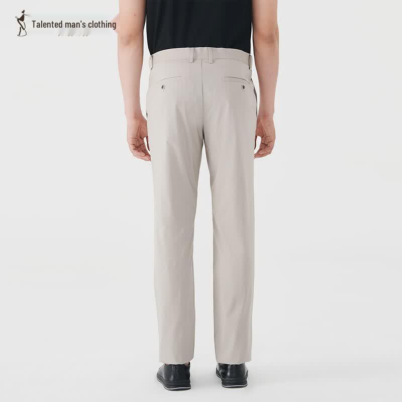 TRIES Men's Summer Lyocell Blend Straight-Leg Commuter Pants