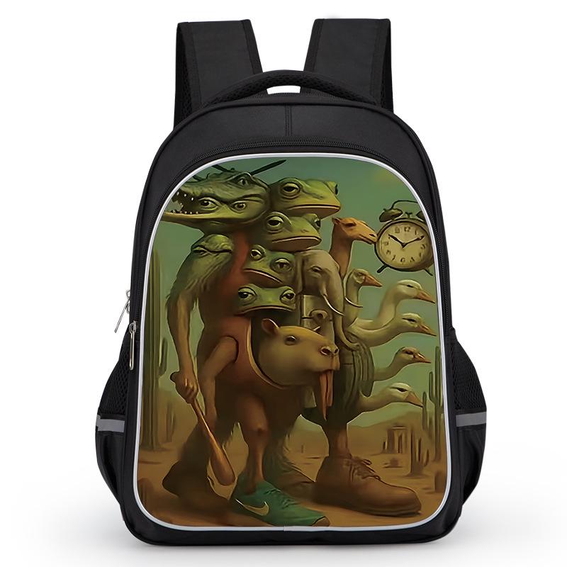 Cross-border Classic Mountains & Seas Stick Figure Kids' Backpack for Grades 1-6 - Load-Reducing Double Shoulder Bag for Boys