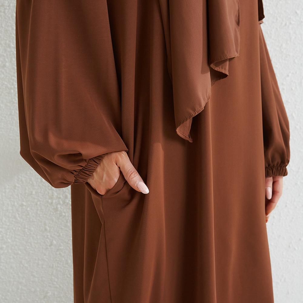Muslimisches Abaya-Gebetskleid, einteiliges Kapuzen-Smoking-Ärmel, islamische Kleidung für Damen, Jilbab, Dubai, Saudi-Arabien, schwarze Robe, türkische Bescheidenheit