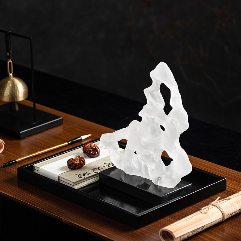 Resin Handicrafts Hollowed-out Irregular Rockery Frosted Chinese-style Retro Ornaments Decorative Figurines Home Decoration