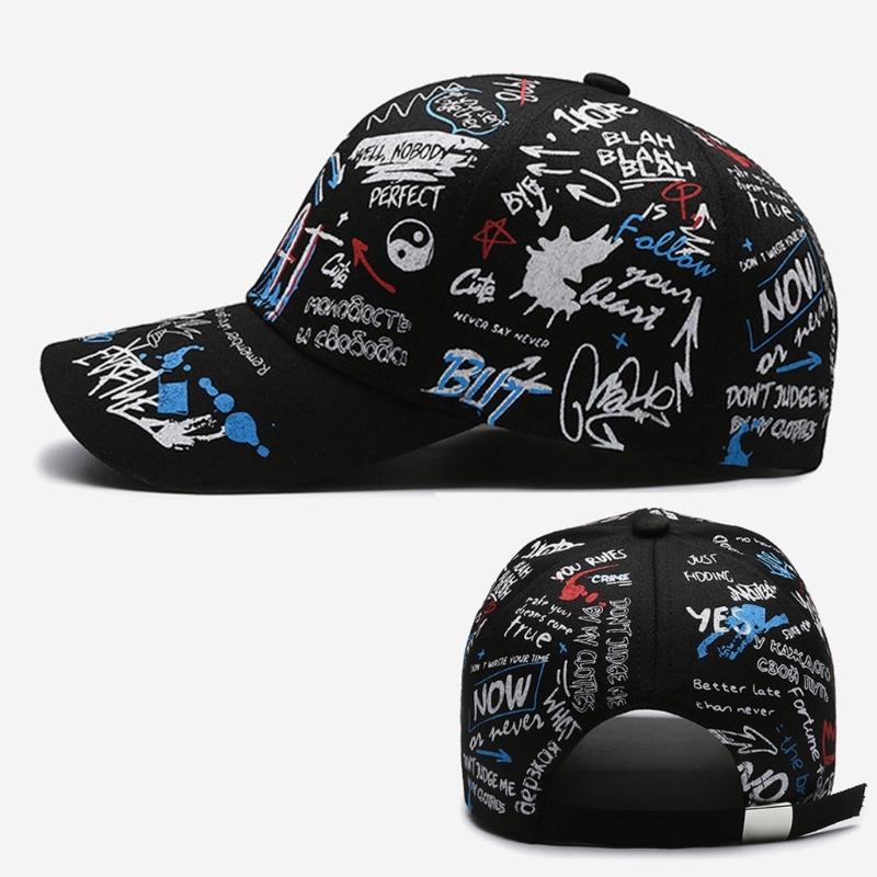 Unisex Hiphop Print Baseball Hat Softable Adjustable Hat Fashionable Couples Hat for Spring and Autumn Outdoor Activity