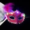 Hollow Out LED Glowing Mask Party Supplies Venice Masquerade Masks Feather Butterfly Mask  Party