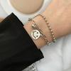 Punk Golden Metal Thick Chain Bracelets for Women Men Pentagram Heart Beads Pendant Charm Bracelet Set Fashion Jewelry