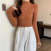 Women's Slim Fit High Neck Sweater: Korean Style, Long Sleeve Knit Top for Autumn/Winter 2024