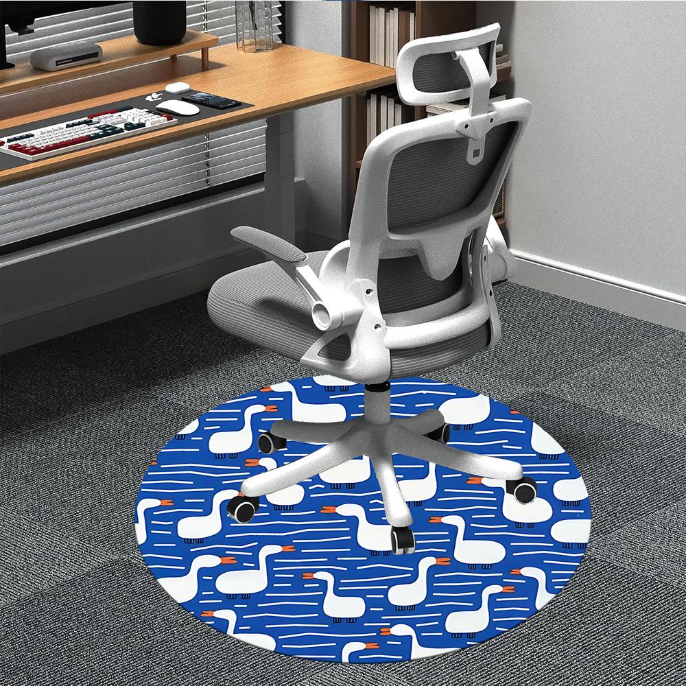 1pz Tappeto Rotondo da Ufficio con Fantasia di Oche, Tappetino Adatto per Ufficio, Sotto Sedie da Ufficio, Camera da Letto, Soggiorno, Decorazione per la Casa, Decorazione Stanza