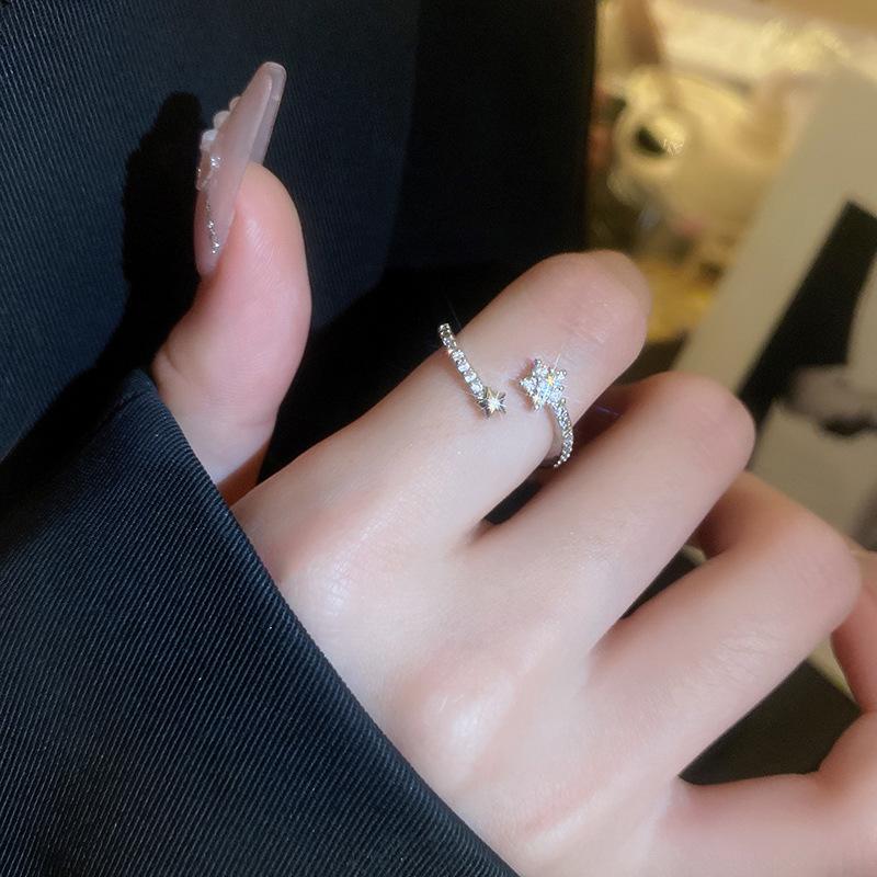 Zirconia Diamond Geometric Heart Open Ring - Fresh High-end Jewelry for Index Finger