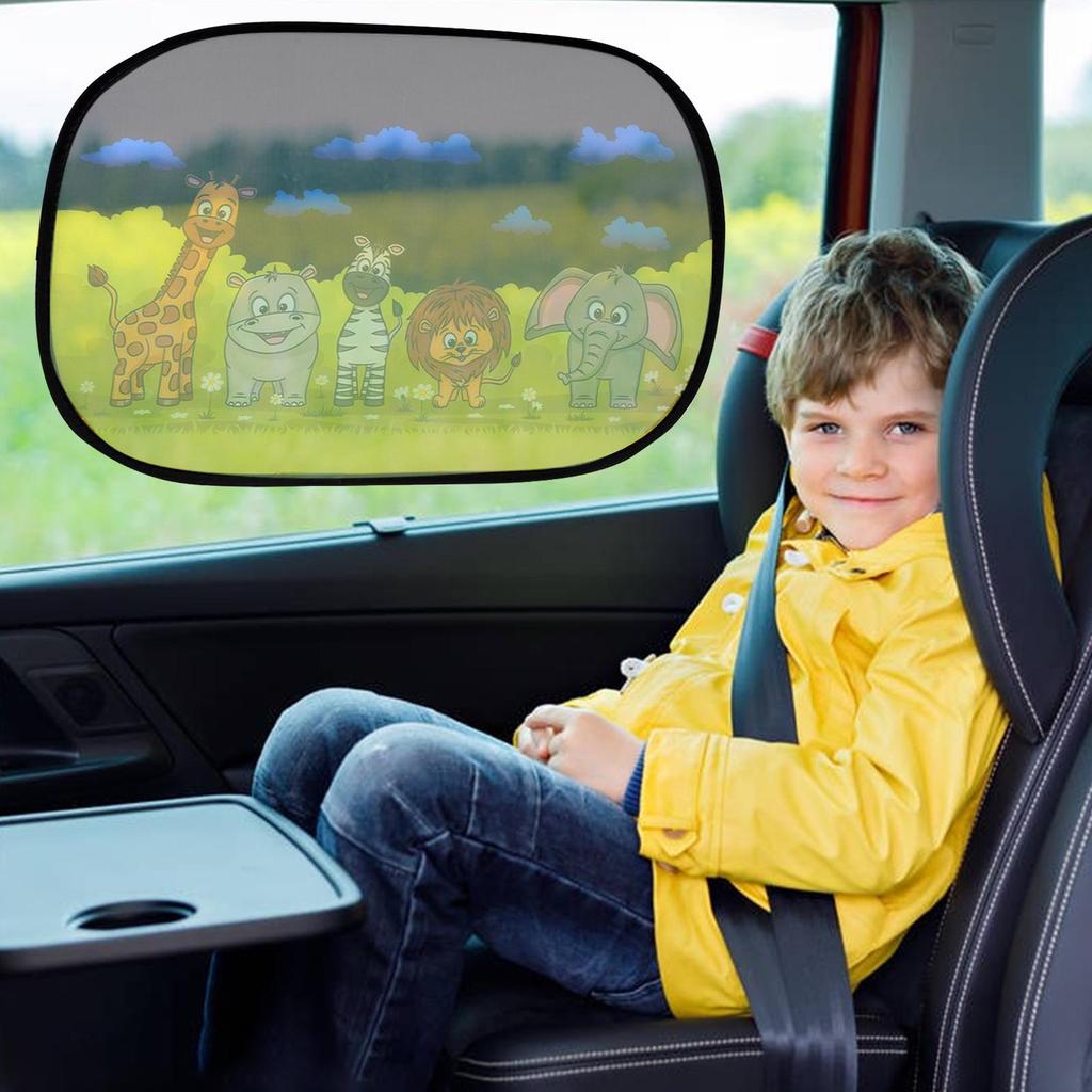 Car Sun Shade Cartoon Animal Static Cling Window Shade Reusable Glare Blocker Shield Protection Windshield Covers For Driving