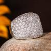 CAOSHI Sparkling CZ Stone Wide Rings for Women Brilliant CopperColor Wedding Anniversary Finger Accessories Statement Jewelry