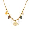 316L Stainless Steel Novelty Design Maple Leaf Pearl Flower Shell Pendant Necklace Women Advanced Texture Neck Chain