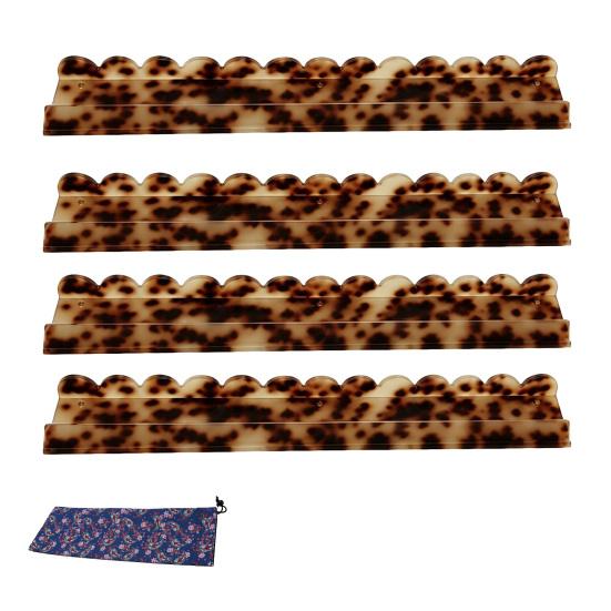 1/4Pcs Mahjong Rack with Magnetic Pusher & Storage Bag, Scalloped Acrylic Mah Jongg Tile Holder Pusher Bar, Gift for American Mahjong Players