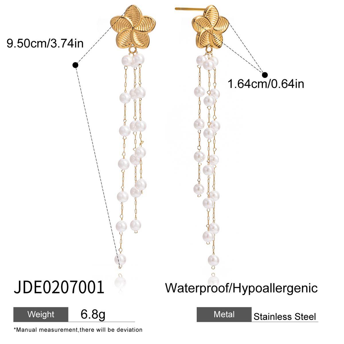 

Design Sense Sweet Style 18K Gold, Freshwater Pearl Paper Clip Pendant Fringed Earrings Earrings