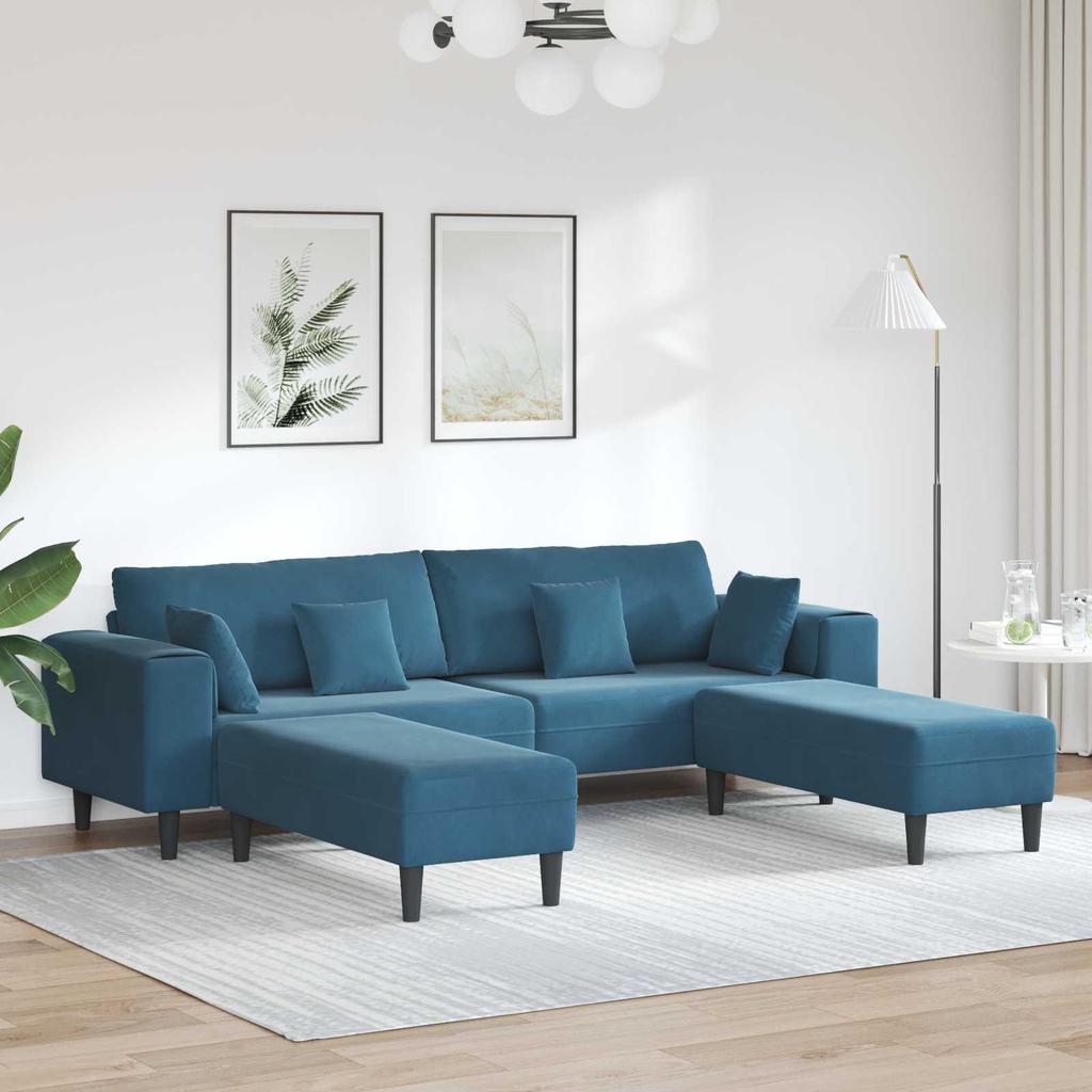 3 Piece Sofa Blue 250 X 188 X 76 Cm Velvet