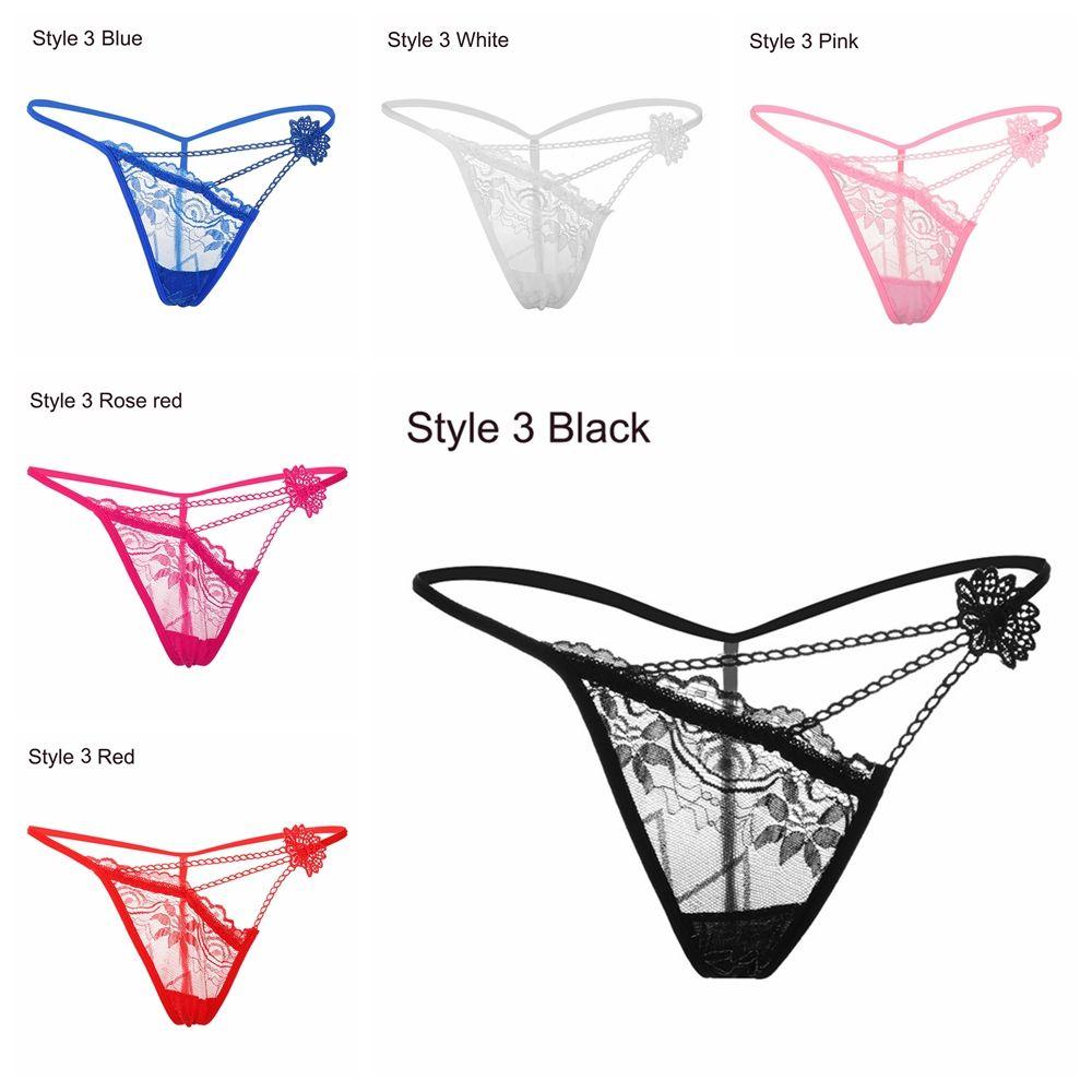 Fashion T-back Low Waist Briefs Women Erotic Lingerie Lace Flowers G-string Sexy Panties