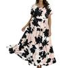 Women's Casual Loose Bohemian Floral Print Short Sleeve Dress