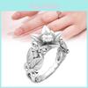 Stunning Floral Leaf Rhinestone Ring For Women Elegant Zirconia Jewelry Accessory