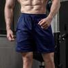 Men's Trendy Elastic Waist Mesh Shorts Quick-Dry Fabric Gray Gym Training Sports Shorts