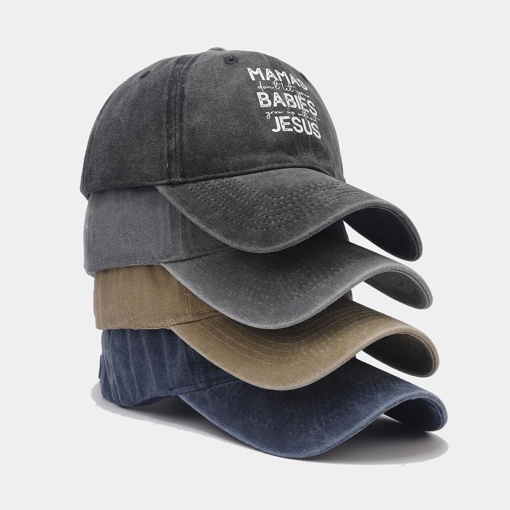 Washed old retro letter heat transfer soft top baseball cap men's personality trendy cap women's casual hat