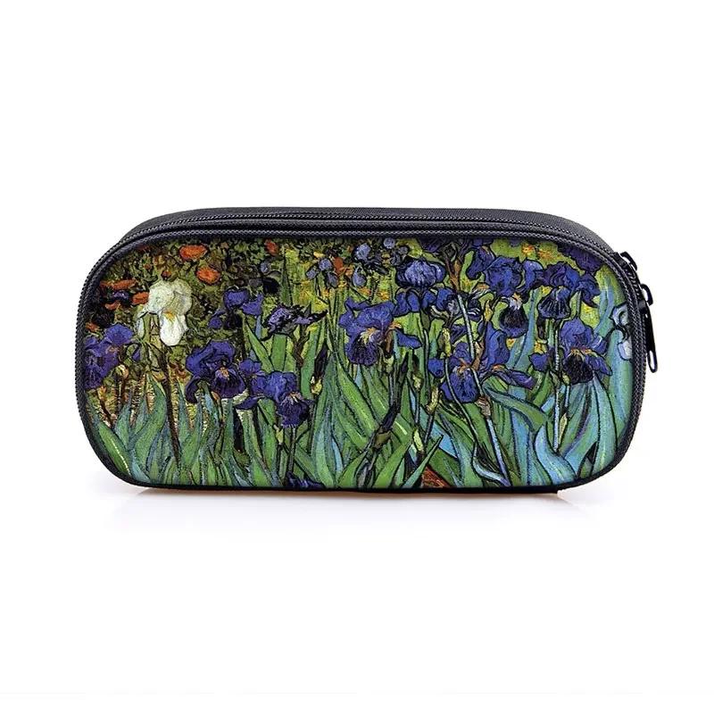 Famous Oil Painting Sunflower Skeleton Cosmetic Case Pencil Bag Van Gogh Stationary Bag Boys Girls Pencil Box School Supplies