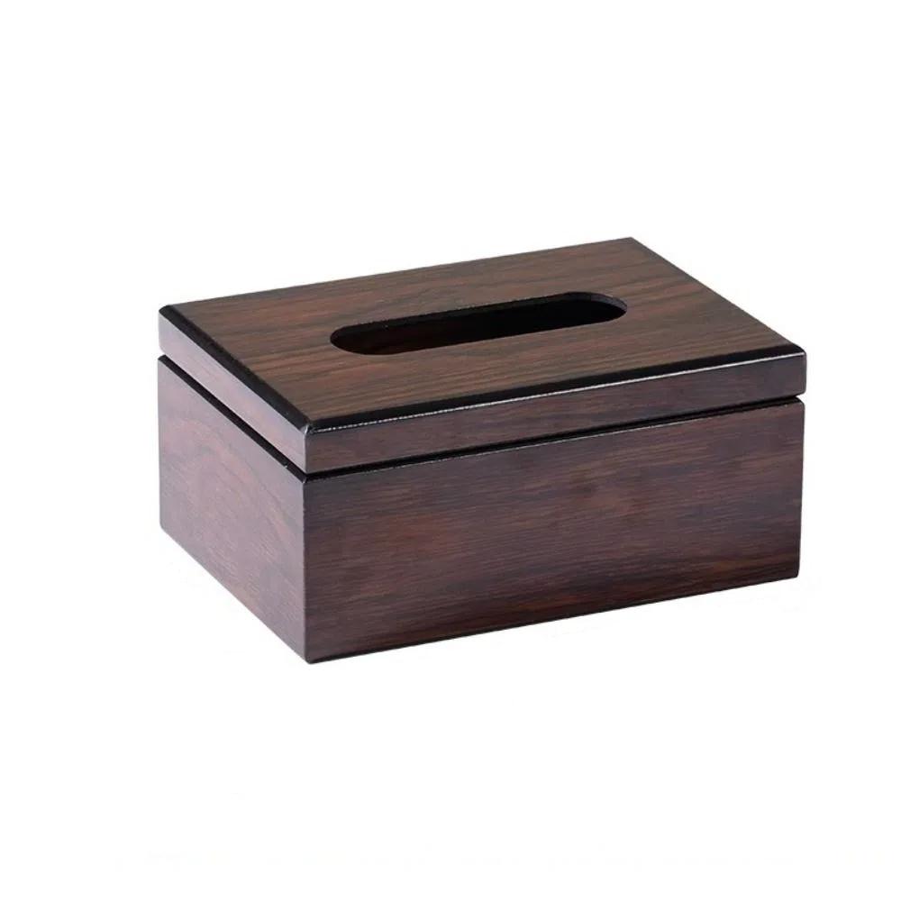 Vintage Paper Storage Box Imitation Walnut Wood Napkins Holder Desktop Tissue Box  Bedroom