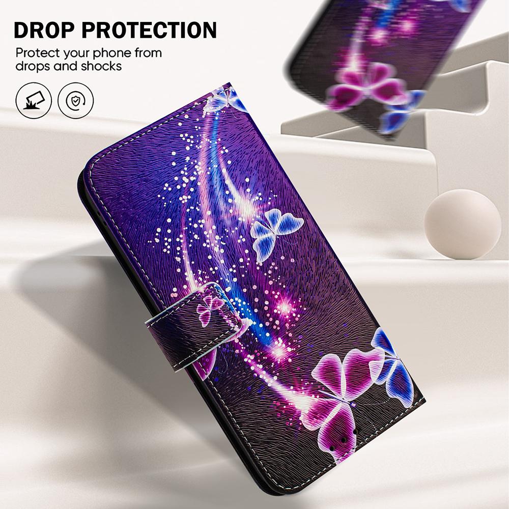 Coloured Drawing Wallet Case for Tecno Spark 10 10C 9 9T 8C Pova 5 4 Pro Neo 3 2 Shockproof Stand Card Holder Strap Phone Cover