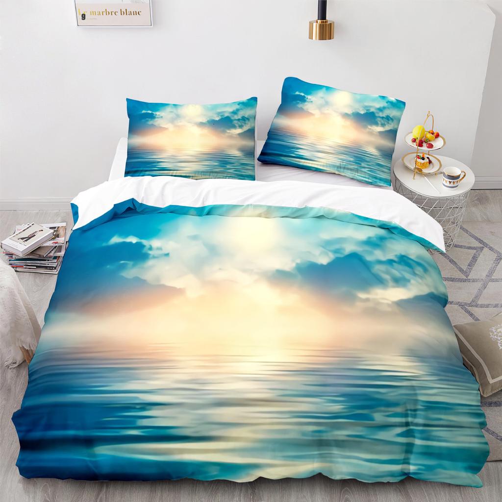 Sea Wave Duvet Covers Beach Rainbow Bedding Collection Seaside Comforter Cover QueenKingFullTwin Size Quilt Cover For Girls Boys