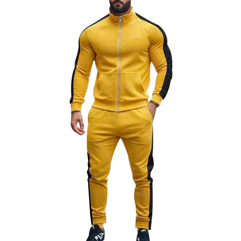 2025 Europe and The United States Spring and Autumn Outdoor New Leisure Men's Sports Suit Color Contrast Outdoor Men's 2 Pieces