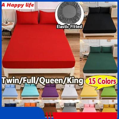 Solid Color Beddding Mattress Fitted Sheet Bed Mattress Cover Bedspread Single Double Queen Size Bed Sheets No Pillowcase
