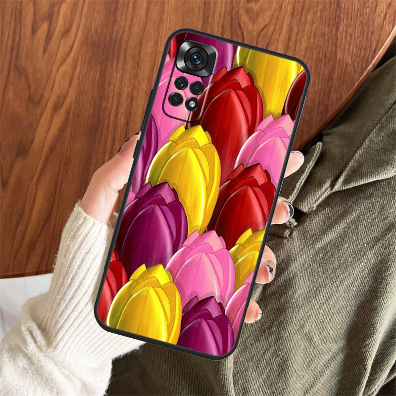Tulips Flower Spring Case For Xiaomi Redmi Note 14 Pro 13 12 11 10 15 Pro Plus Redmi 15 C 13 10C 12C 14C 13C Cover