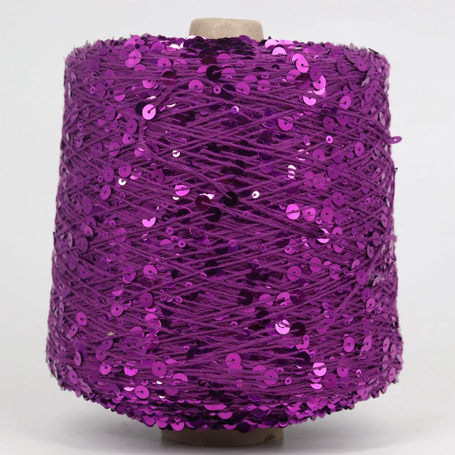 Hand-Knitted Bright Cotton Yarn with Sequins, 3MM+6MM, Combed and Fancy