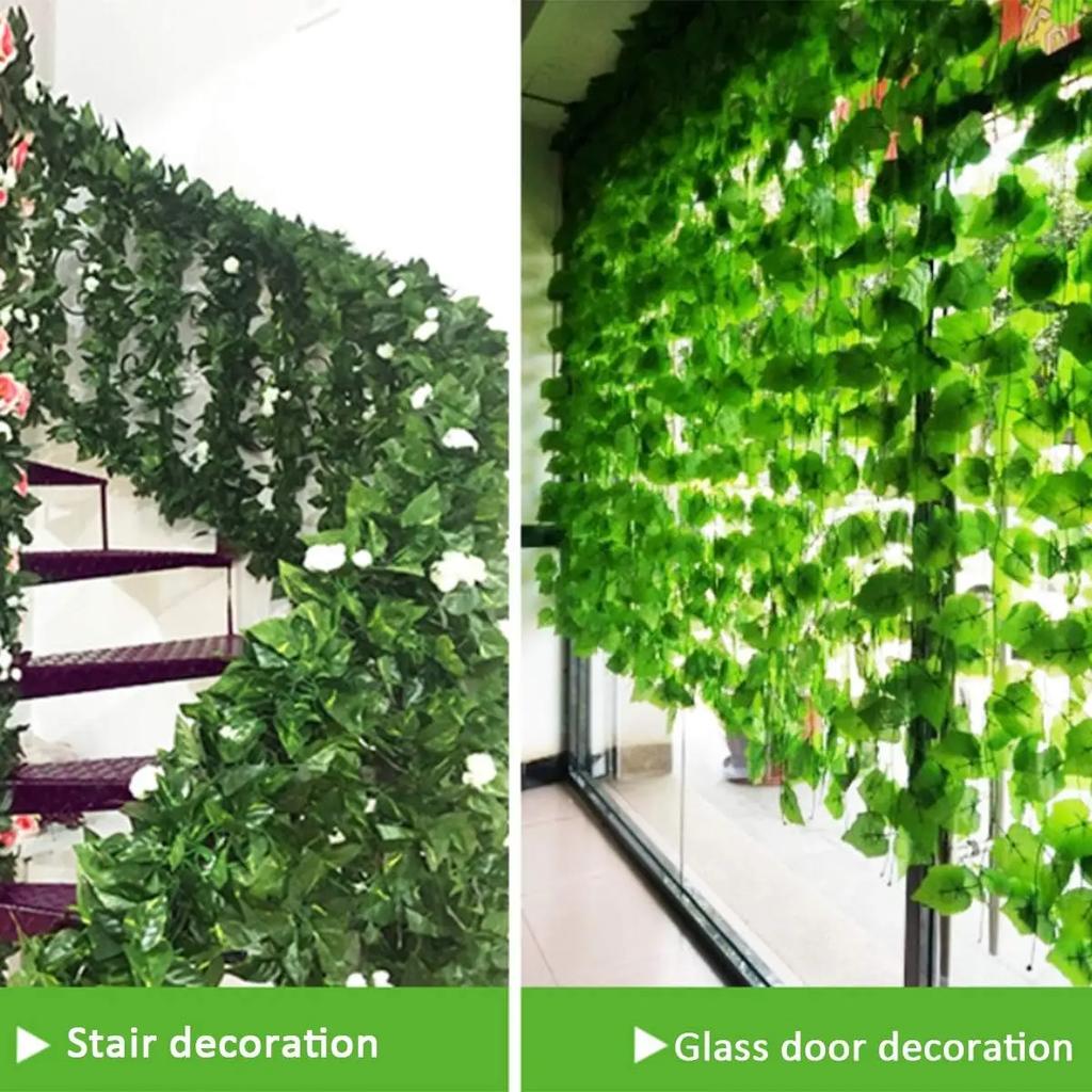 2/100M Silk Leaves Fake Creeper Green Leaf Ivy String for Home Decor Hanging Garland Artificial Plants Wedding Decoration