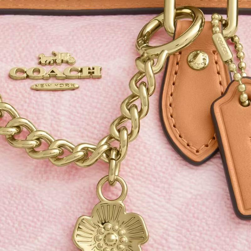 Coach Handbag Valentine's Day Limited Rowan 17 Classic Presbyopia Chain Flower Charm Detachable Shoulder Strap Artificial Leather Boston Bag Crossbody