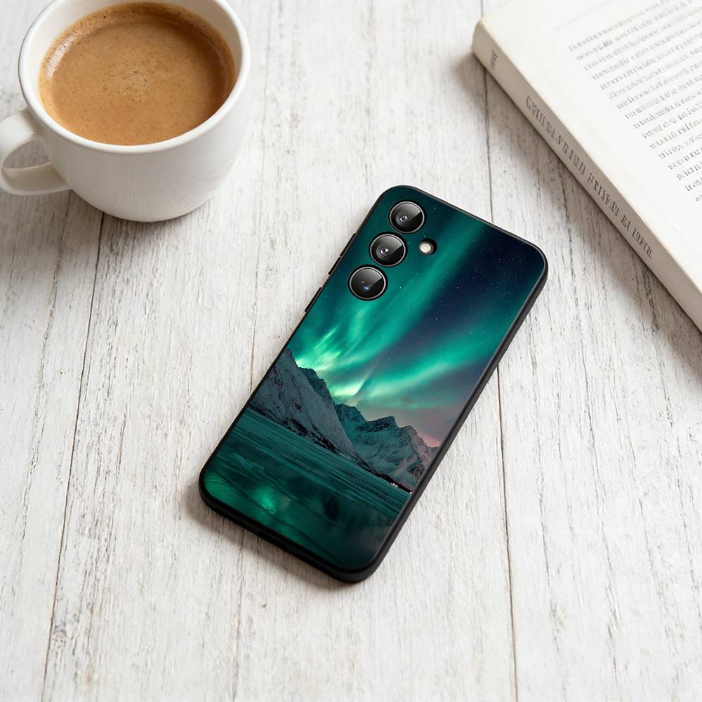 Northern Lights  Phone Case Black Silicone Soft For Samsung Galaxy A73,A72,A71,A70,A53,A52,A51