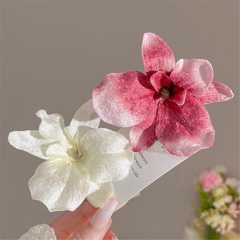 Realistic Orchid Flower Hair Clip Elegant Vacation Photoshoots Props Loose Hair Hairpin Side Clip for Bangs for Women Girls