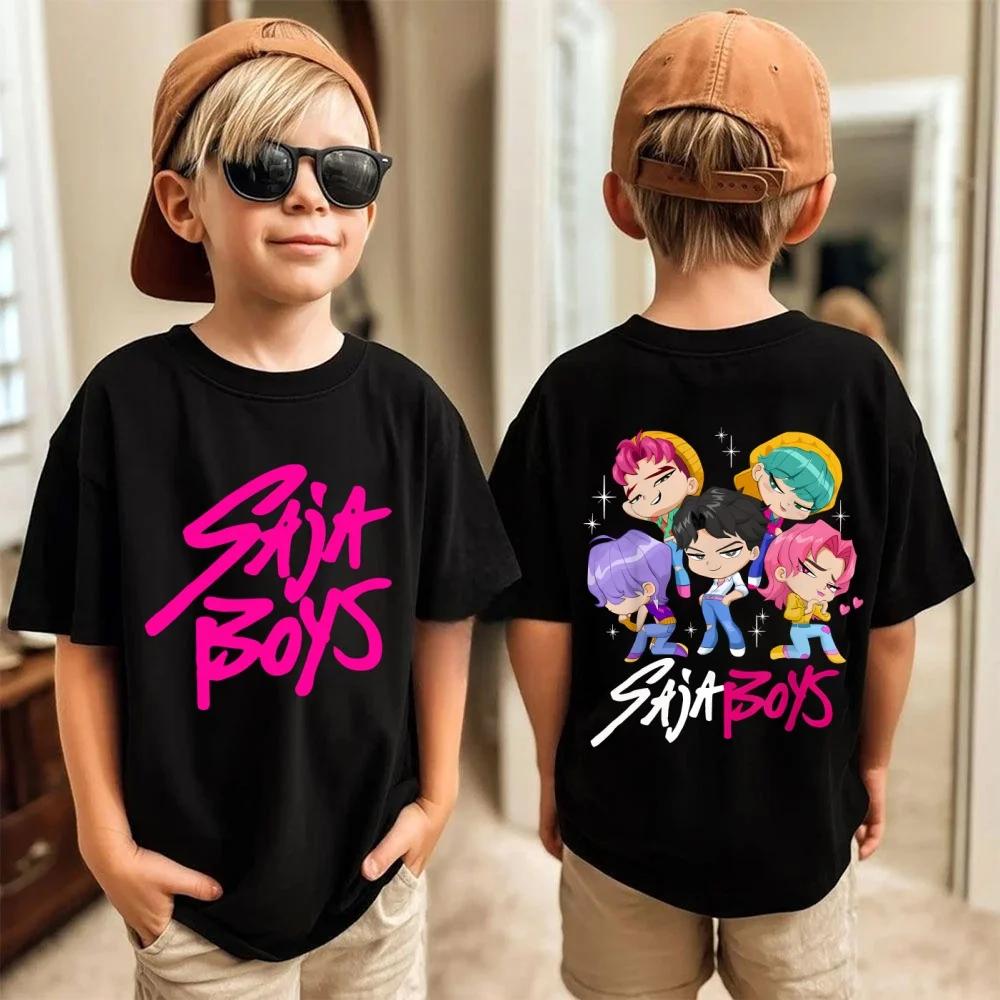 

Новая футболка для мальчиков Saja Band Kids Kpop Охотники на демонов Фильм Футболка для мальчиков и девочек Y2K Fashio Повседневная Дышащая Удобная Спортивная футболка 110