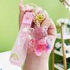 Yousheng Mini Bear Keychain with Pendant Charm Acrylic Metal Bag Charm Wristlet Bracelet Key Ring for Women Girls