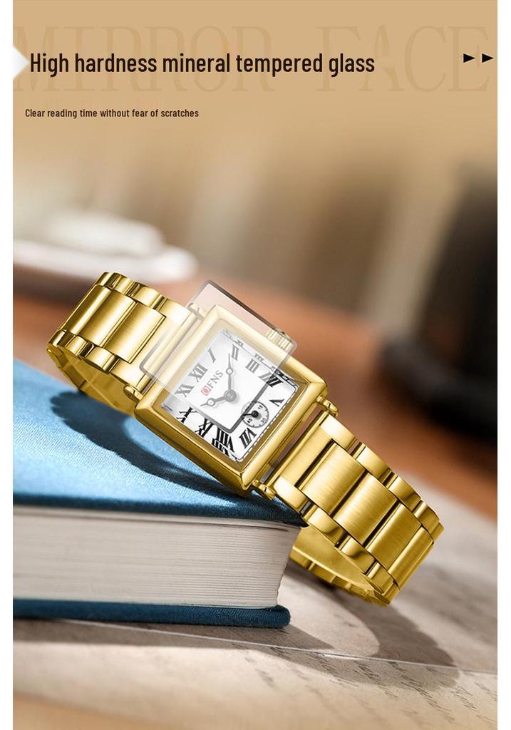 OFNS Women's Classic Luxury Retro Square Quartz Watch with Roman Numerals