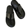 Cowhide version~ Korean version of round head thick bottom pinch foot flip-flops women's outer wear 2025 new summer height-increasing cool slippers