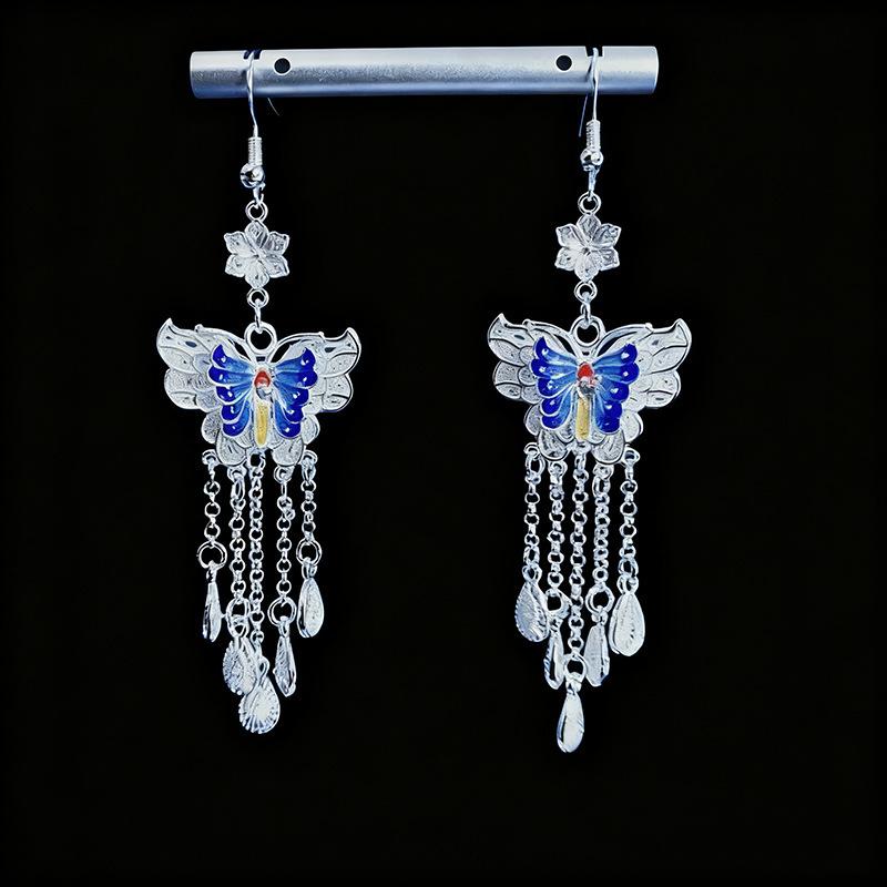 Ethnic style earrings Alloy silver-plated Miao ethnic minority Dong Yi earrings Earrings