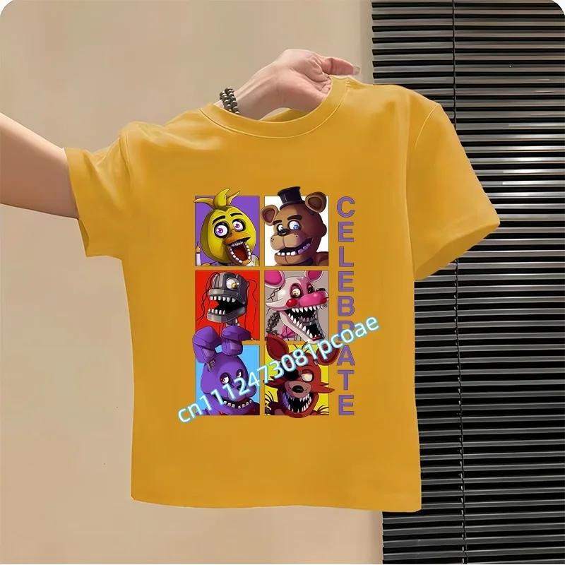 2026 T-shirt per Bambini Five Nights At Freddys Cartone Animato T-shirt Grafica FNAF Top Sportivi Casual per Bambini Maniche Corte Abbigliamento per Bambini