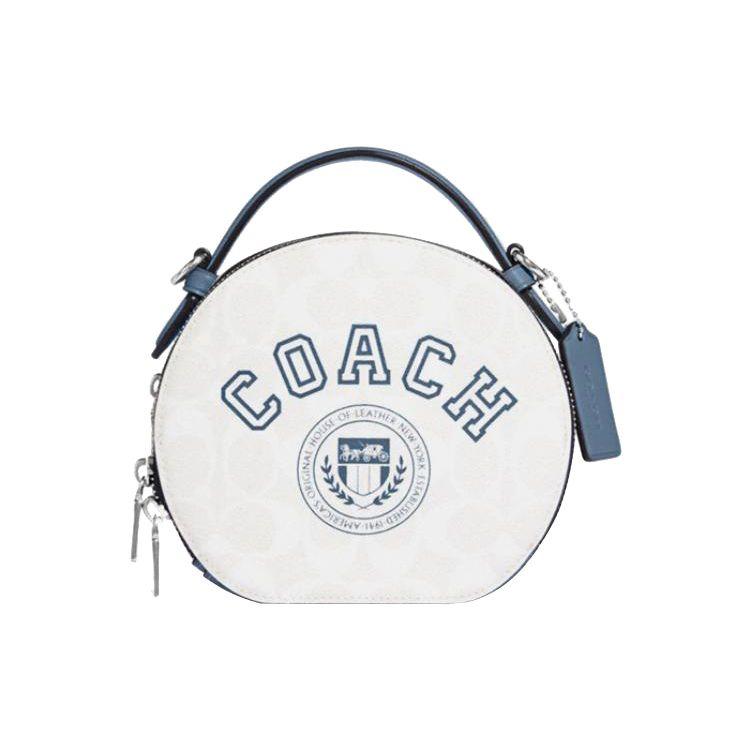 

Coach Canteen 18 Double Zipper Closure Letter Print Faux Leather Handheld Shoulder Crossbody Bag Medium Women bags Chalk-White Indigo CB870-SVUOB Basic Set (Bag+Dust Bag)