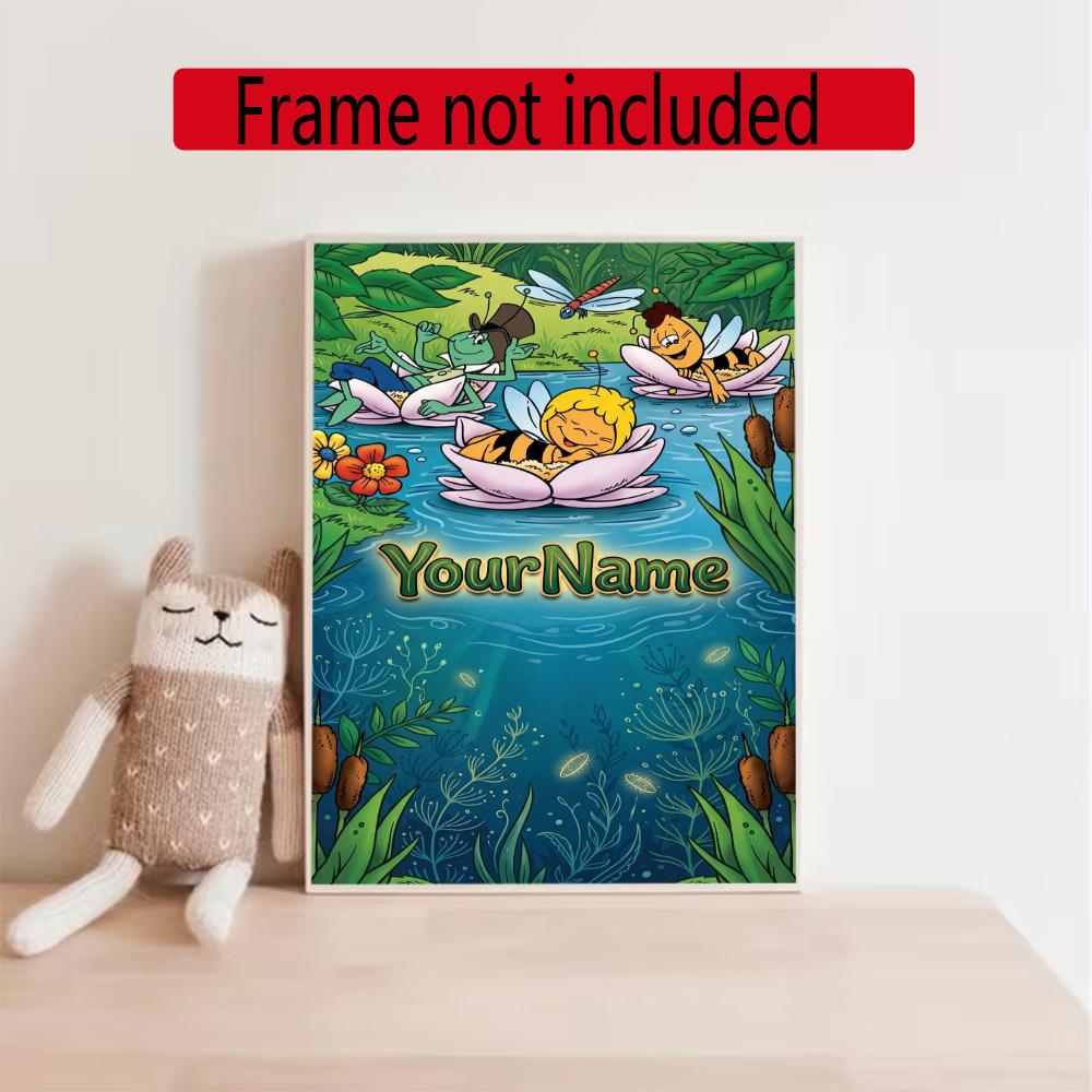 Biene Maja Customize Your Name Diamond Painting Round Diamond Diy Frameless Holiday Artwork Suitable For Home Office Wall Decoration