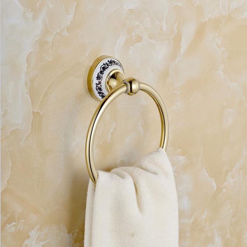 

Golden Stainless Steel Bathroom Towel Ring Holder