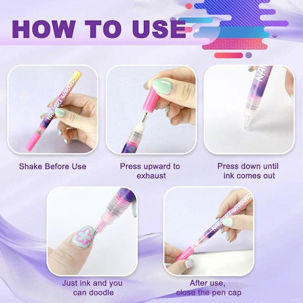 Nagelkunst Marker Set 0,5mm Feine Spitze Für Präzise Graffiti-Zeichnungen (12 zählen)