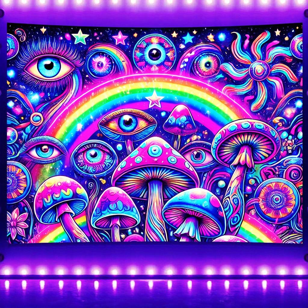 

VIKAMA Halloween Rainbow Queen Tapestry Colorful Mushroom Mysterious Eye Living Room Music Room Psychedelic Decor 74x94cm(29x37in)