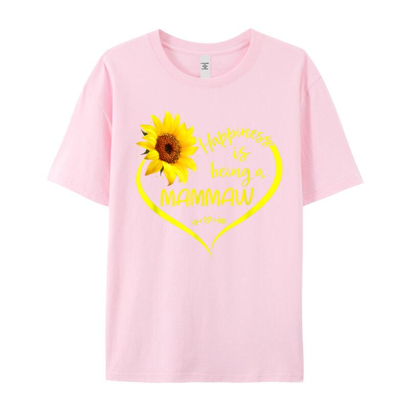 Happiness Is Being A Mammaw Oneck Tshirts Summer Tops Tees Short Sleeve Classic 100 Cotton Normal T Shirt Graphic Unisexs
