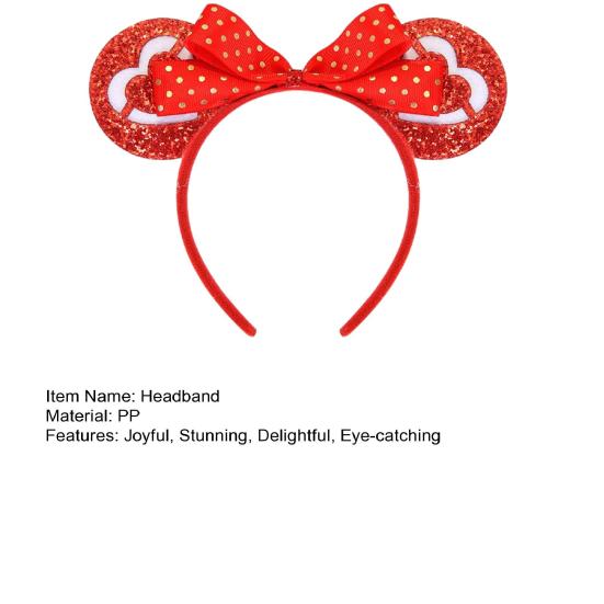 Tiara de Dia dos Namorados Glitter Vermelho Rosa Coração Faixa de Cabelo Brilhante Fofa Acessórios de Cabelo de Orelha para Dia dos Namorados Aniversário Festa de Casamento Fantasia